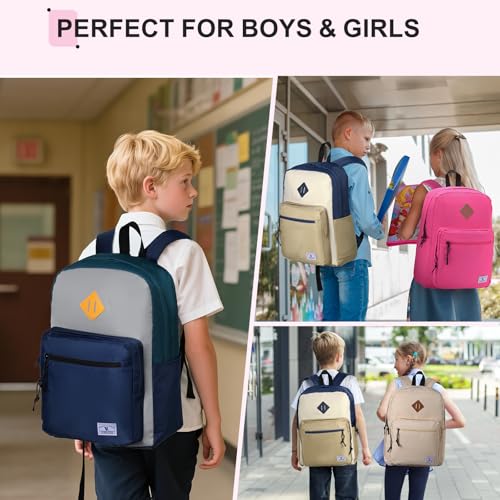 VX VONXURY Backpack for Men Women, Lightweight Kids School Bag, Classic Basic Laptop Bookbag for College Work Travel Hiking - color: Dark Pink