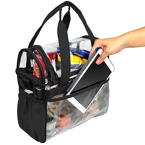 J.CARP Clear Bag Heavy Duty Backpack Durable Transparent See Through Bag - color: Lunch Bag Medium, Black