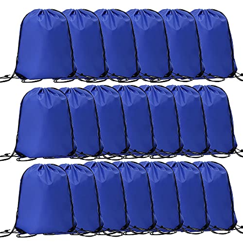 CODOBON 20 Pcs Drawstring Bags, Bulk Draw String Backpack, Cinch Polyester Bag for Gym Sport, Royal Blue - color: Royal Blue