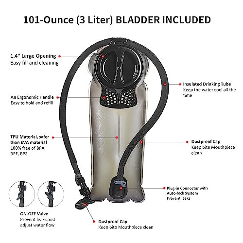 Unigear Tactical Hydration Backpack with 3L Water Bladder, Molle Backpack - color: Tan