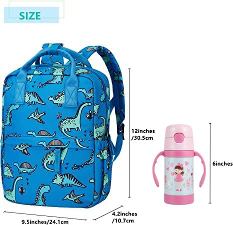 Cute Preschool Backpack Toddler School Book Bag for Girls Boys Kids Kindergarten Nursery Travel Bag with Chest Strap(12inch, Blue Dinosaur) - color: Blue Dinosaur, size: 12inch