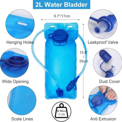 Hydration Vest Backpack with 2L Water Bladder, Lightweight Breathable Run Pack for Cycling Hiking Climbing Running - color: Black