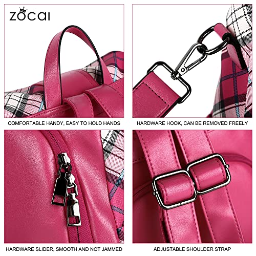 ZOCAI Backpack Purse for Women Fashion Backpack Purses PU Leather Daypacks Anti-Theft Shoulder Bag Satchel Purse - color: Rose/Rose