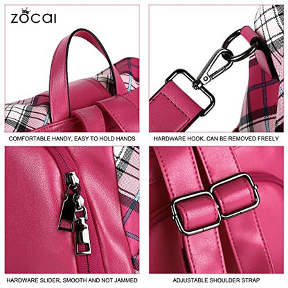 ZOCAI Backpack Purse for Women Fashion Backpack Purses PU Leather Daypacks Anti-Theft Shoulder Bag Satchel Purse - color: Rose/Rose