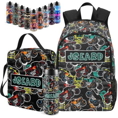 M YESCUSTOM Custom Backpacks For Boys, Personalized Toddler Backpack With Name, Customized Car Print Backpack, Personalized Bookbag Set Back to School Gift For Son Grandson - color: D14