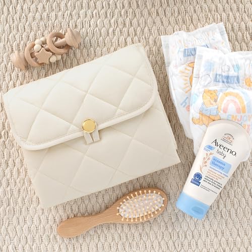 Portable Diaper Changing Pad - Soft and Easy to Clean Diaper Changing Mat for Babies - The Perfect Lightweight and Foldable Pad for Traveling - color: Beige