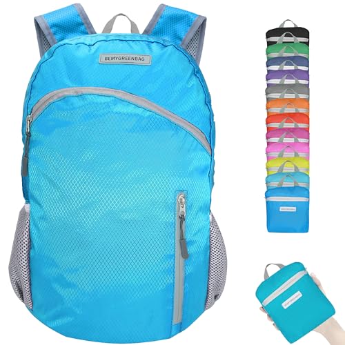 35L Foldable Waterproof Backpack For Outdoor Sports Travel Inside Wet Clothes Compartment Packable For Multiple - color: 1sky Blue