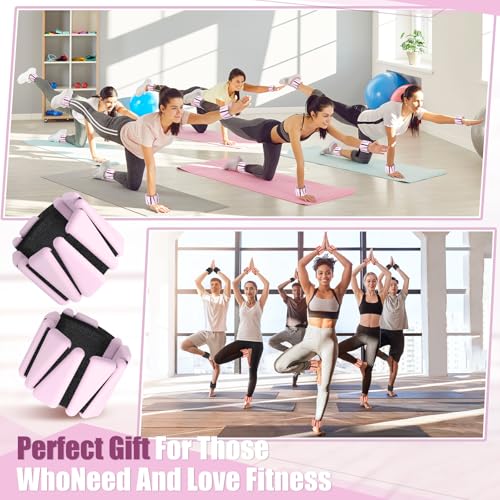 Vinsot Pilates 2Lbs Each(Set of 4) Wrist Ankle Weights for Women, Wearable Arm Leg, Adjustable Weighted Wristbands Arm Leg Weights Suitable for Walking Swimming Running Yoga Gym - color: Pink