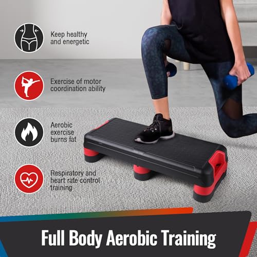 33.5" Foldable Aerobic Step Platform for Home Workout, Step Up Box Exercise Stepper with 3 Heights, Space-Saving Cardio Equipment for Complete Fitness