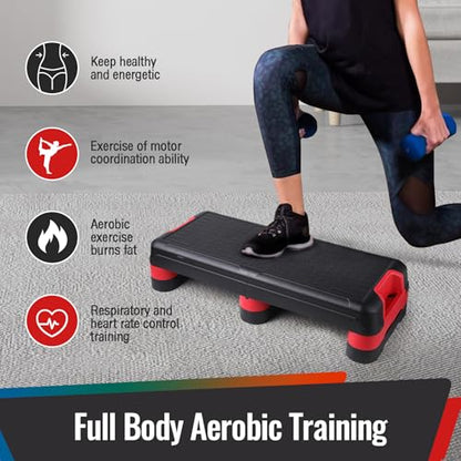 33.5" Foldable Aerobic Step Platform for Home Workout, Step Up Box Exercise Stepper with 3 Heights, Space-Saving Cardio Equipment for Complete Fitness