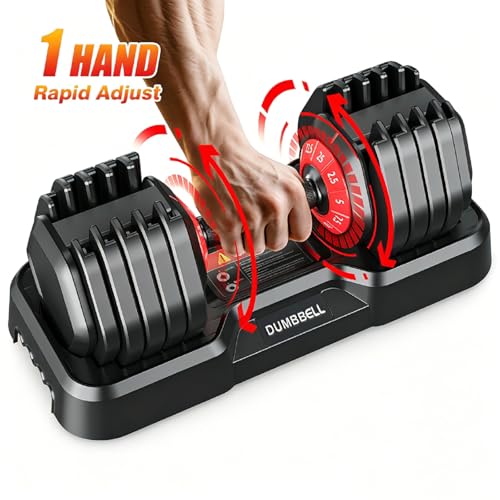 Adjustable Dumbbell Set, All in One Weights Dumbbell with Non-Slip Handle, 1 Hand Quick Adjust weight set for Home Gym - color: 25lb Pair
