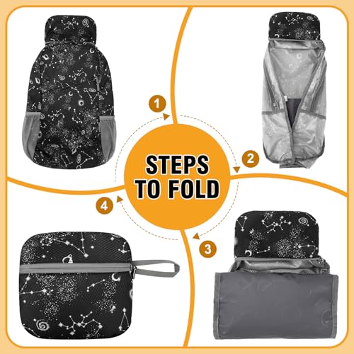ZOMAKE Lightweight Packable Backpack 20L,Foldable Backpacks Small Daypack for Hiking Water Resistant Day Bag for Travel(Star Print) - color: Star Print
