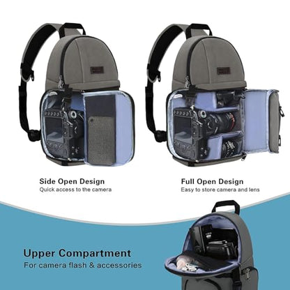 MOSISO Camera Sling Bag, DSLR/SLR/Mirrorless Camera Case Shockproof Photography Camera Backpack with Tripod Holder & Removable Modular Inserts Compatible with Canon/Nikon/Sony/Fuji, Gray - color: Gray