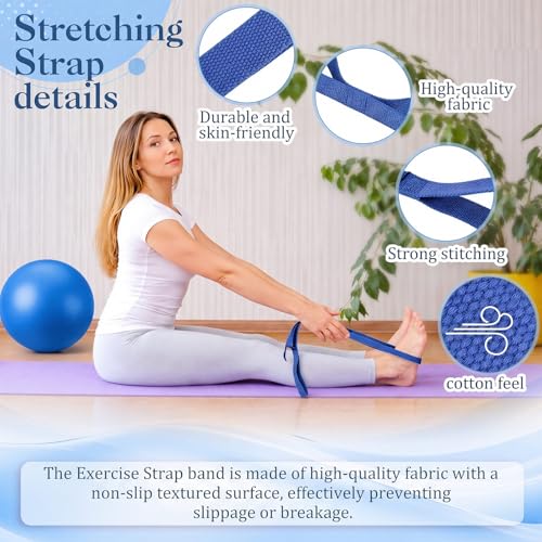 Pilates Set with 2 Yoga Exercise Balls (25.6”&9.8”), Yoga Block, Stretch Strap & Foot Pump, Stability Fitness Ball Kit for Home Gym Equipment Workout Pregnancy Physical Therapy - color: Dark Blue