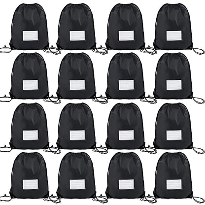 CODOBON 16 Pack Drawstring Bags,Bulk Draw String Backpack, DIY Gym Sports Cinch Bag Sackpack for Women Men, Black - color: Black