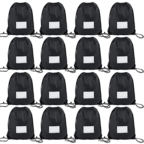 CODOBON 16 Pack Drawstring Bags,Bulk Draw String Backpack, DIY Gym Sports Cinch Bag Sackpack for Women Men, Black - color: Black