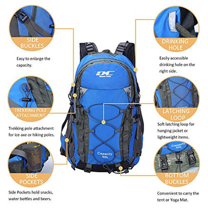 Diamond Candy Waterproof Hiking Backpack for Men and Women, Lightweight Day Pack for Travel Camping | Waterproof - color: Darkblue
