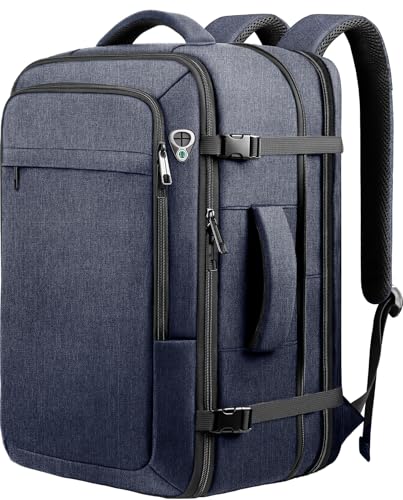Carry on Backpack, 35L-45L Expanable Travel backpack,TSA Airplane Approved, Daypack Weekender Bag Fits 17 Inch Laptop, Travel Gifts for Men, Blue - color: Blue, size: XX-Large