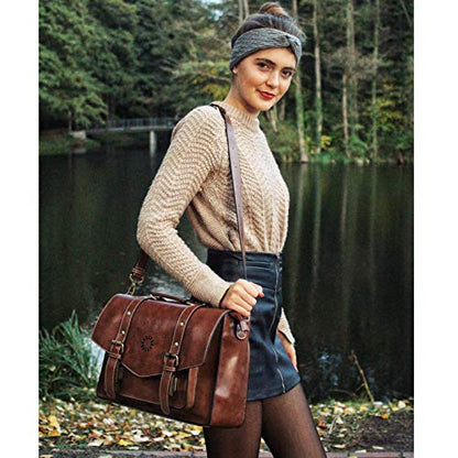 ECOSUSI Backpack for Women Briefcase Messenger Laptop Bag Vegan Leather Satchel Work Bags Fits 15.6 inch Laptops, Coffee - color: 1-coffee-l