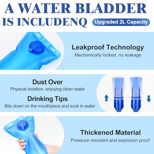 Hydration Backpack with 2L Water Bladder Bag, Lightweight and Breathable Running Vest for Men, Adjustable Chest Straps Water Pack for Cycling Hiking Climbing Outdoor - color: Blue