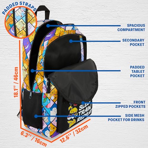 Get Trend Pokemon Kids Backpack for Boys, Anime 18in Book Bag Adjustable Padded Straps Travel School Bag, Gamers Gifts (Multi Pokemon) - color: Multi Pokemon