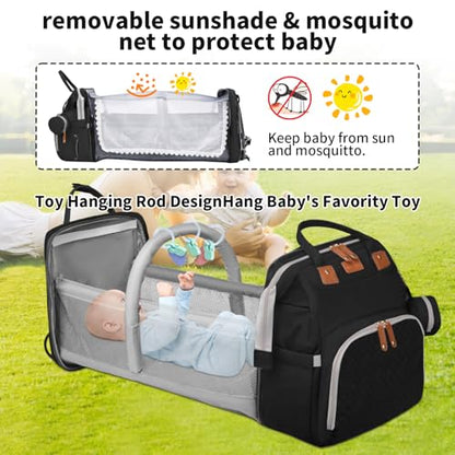 Baby Diaper Bags with Changing Station, Multifunctional Diaper Bag Backpack for Moms Dads with USB Charging Port, Waterproof Travel Diaper, Baby Shower Gifts for Baby Boy & Girls (Black) - color: Black