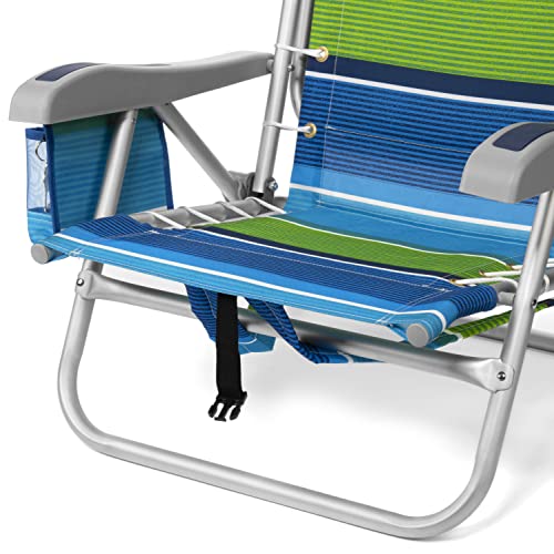 Homevative Cooler+ Folding Backpack Beach Chair with 5 Positions, Towel bar, XL Cooler Pouch, Storage Net, Cup and Phone Holder, Deep Sea, 2 Pack - color: Deep Sea