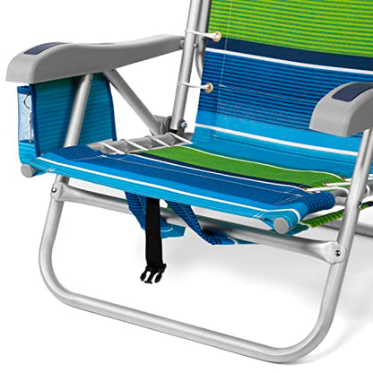 Homevative Cooler+ Folding Backpack Beach Chair with 5 Positions, Towel bar, XL Cooler Pouch, Storage Net, Cup and Phone Holder, Deep Sea, 2 Pack - color: Deep Sea