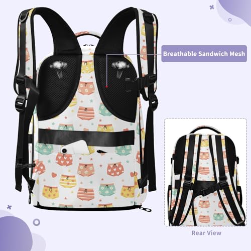 Travel Backpack with Shoe Compartment, 20L Large Capacity Laptop Backpack for Men Women, Shorts Pattern Daypack for Traveling Hiking Carry On