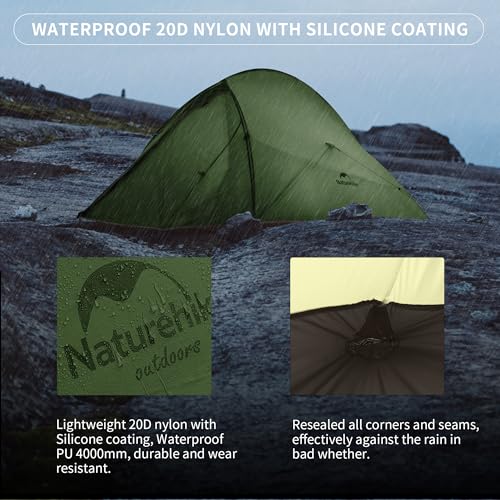 Naturehike Cloud Up 1 Person Tent, Lightweight Backpacking Tents for One Man, Waterproof Ultralight One Person Tent for Camping Hiking Backpacking - color: Forest Green