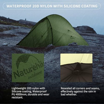 Naturehike Cloud Up 1 Person Tent, Lightweight Backpacking Tents for One Man, Waterproof Ultralight One Person Tent for Camping Hiking Backpacking - color: Forest Green
