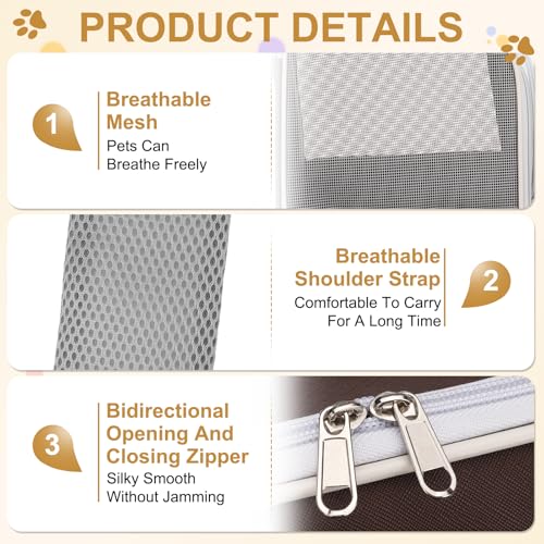 Pet Backpack Carrier, Portable and Ventilated, Oxford Cloth, Dogs Cats and Small Animal Travel Bag 14.17", (Brown, 1 Pcs), Intended for Hiking/Camping/Traveling - color: Brown