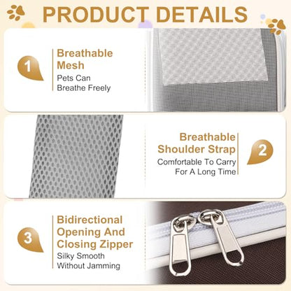 Pet Backpack Carrier, Portable and Ventilated, Oxford Cloth, Dogs Cats and Small Animal Travel Bag 14.17", (Brown, 1 Pcs), Intended for Hiking/Camping/Traveling - color: Brown