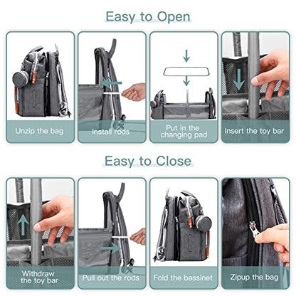 ISMGN Diaper Bag Backpack with Changing Station, Extra Large Diaper Bag, Multifunctional Diaper Bag, Baby Bag, Deep Gray - color: Upgrade Deep Gray