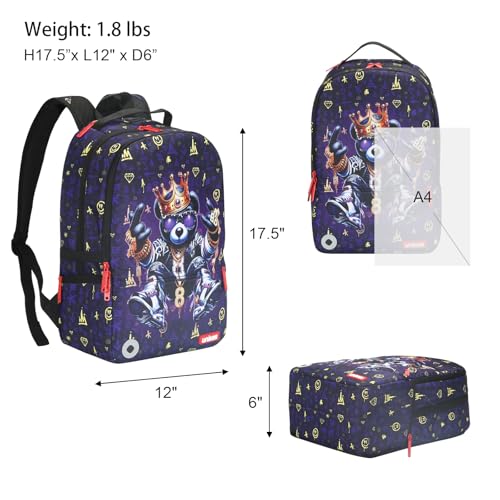 Graffiti Backpack, Designer Laptop Backpack for 15.6 Inch Work,Water Resistant Backpack Computer Bag (KingBear) - color: Kingbear
