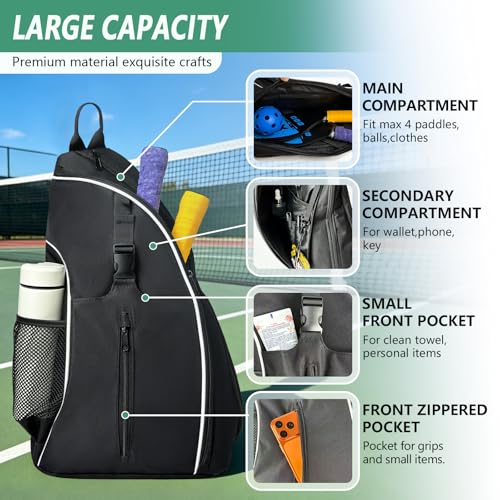 SSZYace Tennis Bag for Men Women Tennis Racket Bags Tennis Backpack for Women Men Waterproof Crossbody Sling Pickleball Bags Pickleball Bag for Boys Girls Youth Tennis Racket Bag