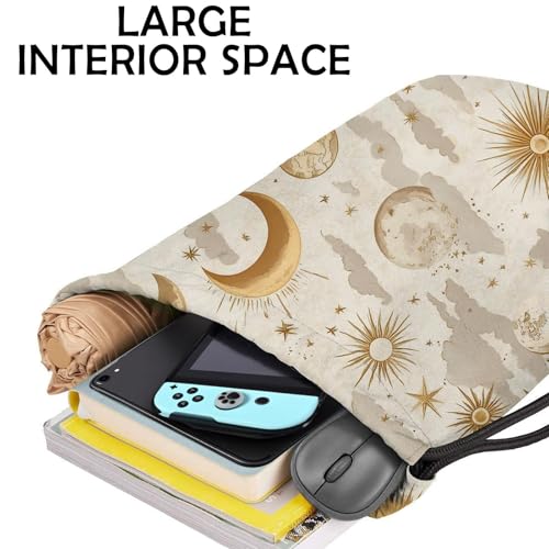 Drawstring Backpack Draw String Bag Sports Gym Bags Waterproof Cute Aesthetic Sackpack for Women(13"×17")-White Sun - color: Z47-white Sun