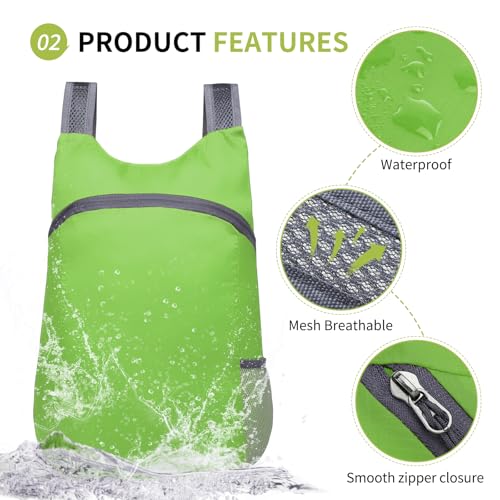 20L Ultra Hiking-Daypack Lightweight Foldable Travel Packable Backpack for Camping Cycling Outdoor,green - color: Green