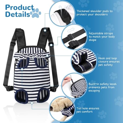 YUDODO Pet Dog Carrier Backpack Adjustable Dog Front Carrier, Legs Out Easy-Fit Dog Travel Backpack Carrier for Hiking Camping for Small Medium Dogs Cats and Rabbits (Small), C-Blue White Strip - color: C-Blue white strip