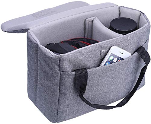 Camera Inserts Protective Bag Padded Insert Camer Cube Water Resistant DSLR SLR Case Foldable Liner for Sony,Canon,Nikon,Olympus Camera Lens Accessories Grey - color: Grey