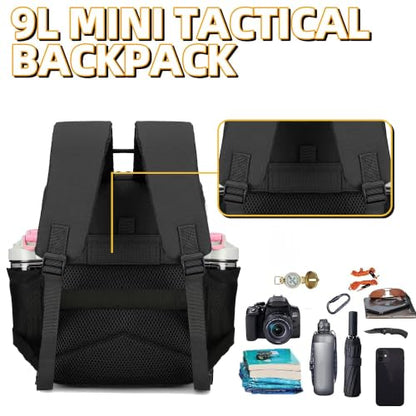 9L Mini Tactical Backpack for Men and Women Tactical Backpack Small for Hiking Small Tactical Bag Fitness Pack - color: Black