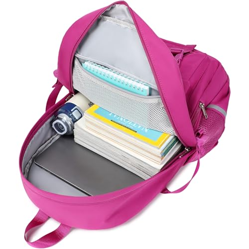 abshoo Big Student Laptop Backpack For College Women Middle High School Teen Girls Bookbag Travel Daypack (Hot Pink) - color: Hot Pink