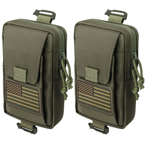 Tactical Backpack Accessories Pouch, Molle Accessories Shoulder Strap Attachment Pouches Utility EDC Phone Pouch Sport - color: Ranger Green-2pcs