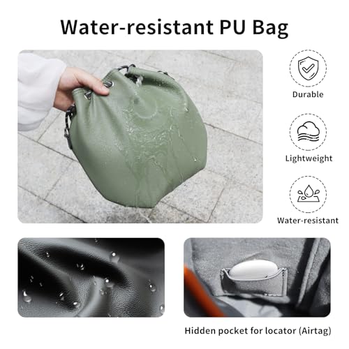 CQT Drawstring Osmo Action 6 5 4 pro 360 Mini 3 4 Pro Bag, Drone PU Crossbody shoulder Bag Pouch Handbag Waterproof Storage Bag for DJI Mavic MINI 4 3 PRO 2 SE 4K and NEO 2 Drone Accessories (Black) - color: Black