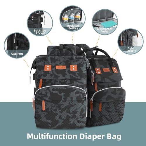 ISMGN Diaper Bag Backpack with Changing Station, Large Diaper Bag, Multifunctional Diaper Bag, Baby Bag, Camo - color: Updgrade Camo