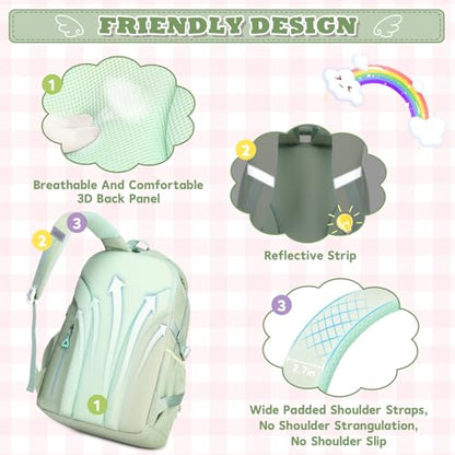 MUSEVOS Girls Backpack, Ideal School Backpack for Girls from Elementary to Teen Years, Kawaii Bookbag Cute Large Capacity, Checkered, Green - color: Green