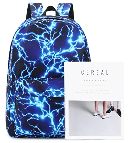 Backpack for Boys Elementary Bookbags Durable Lightweight Teenager Student School Bags Travel Waterproof (1-Blue Lightning) - color: 1-blue Lightning