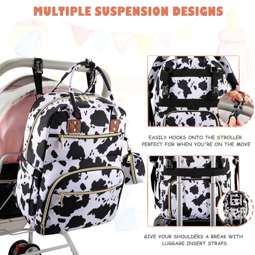 Tenot Baby Diaper Bag Backpack, Travel Diaper Bags for Baby Girl Boy Large Capacity Baby Bag Backpack for Women Cow Print - color: Cow Print