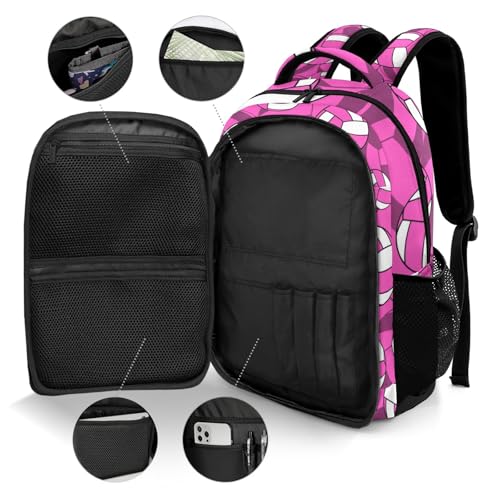 Pink Volleyball Pattern Casual Backpack Daypack Laptop Bag Custom Shoulders Backpacks for Man Woman Gifts - color: Pink Volleyball Pattern