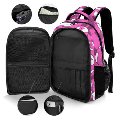 Pink Volleyball Pattern Casual Backpack Daypack Laptop Bag Custom Shoulders Backpacks for Man Woman Gifts - color: Pink Volleyball Pattern